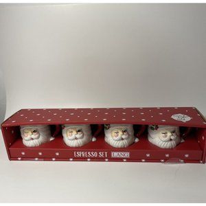 Lang Santa Winking Espresso Cups handpainted 3 oz Set of 4 New Microwave safe
